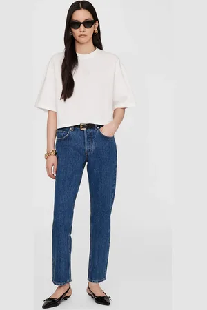 ANINE BING Myers Cropped Tee Framed Monogram in