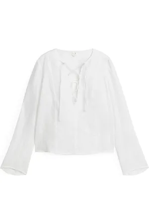 ARKET Dame Bluser - Linen Blouse - White