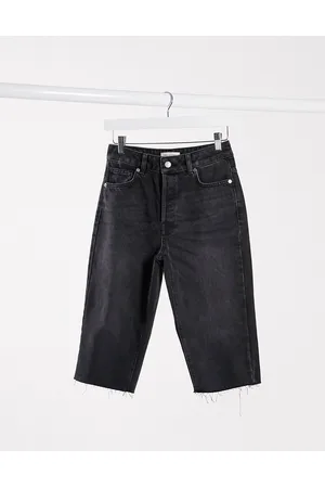 SELECTED Femme longline denim shorts with raw hem in