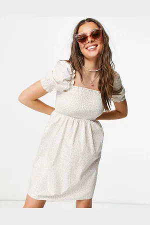 Monki Mona-lisa mini dress with shirred detail in ditsy floral print