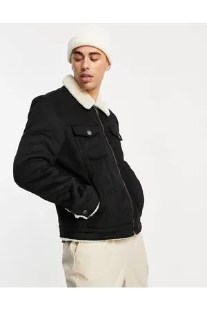 River Island Borg lined jacket in & ecru
