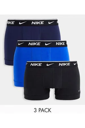 Nike 3 pack cotton stretch trunks in black/navy/blue