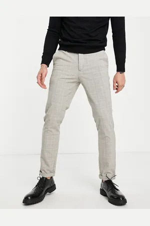 JACK & JONES Intelligence slim trousers in beige check