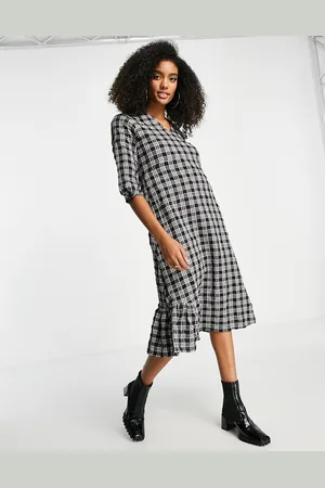 Trendyol Midi smock dress in check