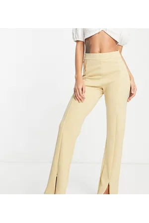 Y.A.S Exclusive split front trousers in pale khaki