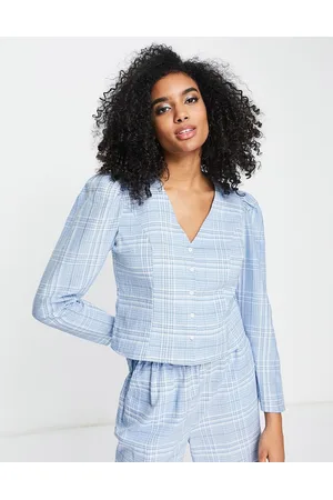 SELECTED Femme seersucker check button through shirt co-ord in light