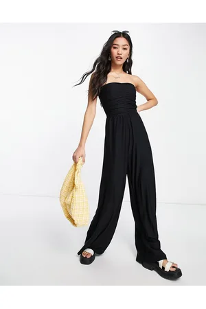 Miss Selfridge Ruched bandeau jumpsuit in