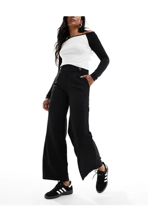 JDY Button detail wide leg dad trousers in