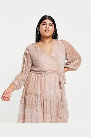 Forever New Plisse wrap front frill hem mini dress in rose