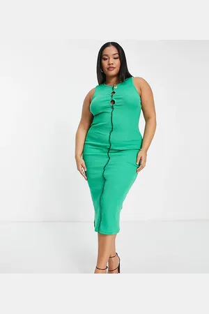 In The Style X Liberty keyhole midi pencil dress with exposed seam detail in