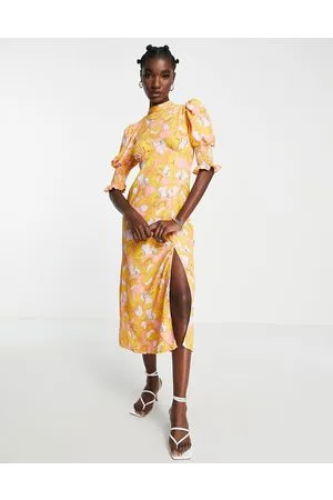 River Island Floral curved seam midi dress in