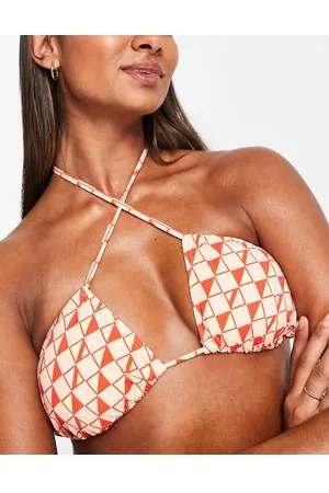 VERO MODA Mix & match triangle bikini top in red and tile print