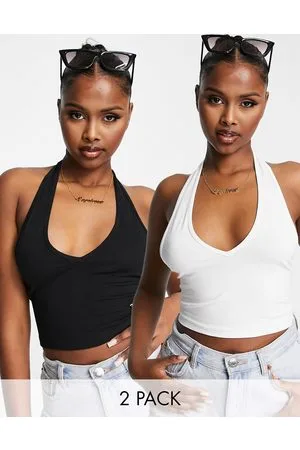 ASOS Halter neck crop top in 2 pack SAVE