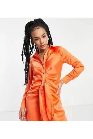 New Look Tie front satin dress in