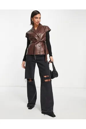 VERO MODA Faux leather waistcoat co-ord in