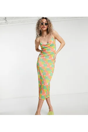 COLLUSION Flower print midi slip dress in