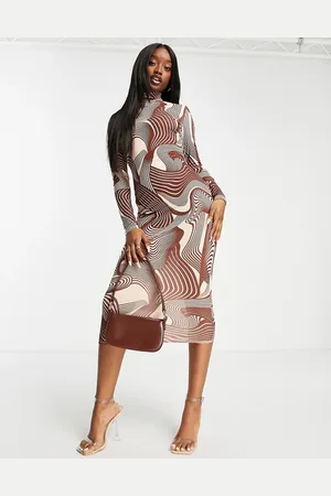 First Distraction The label midi dress with open back in print