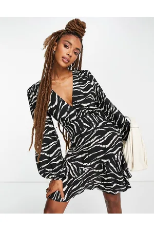 Topshop Woven ruffle tea dress in zebra print