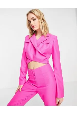 Topshop Wrapped crop blazer in bright