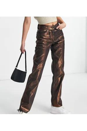 COLLUSION X005 mid rise straight leg jeans in bronze coating