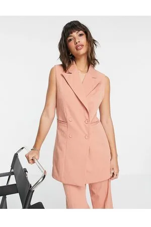 Y.A.S Co-ord double breasted waistcoat in coral