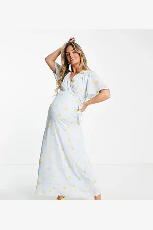 Twisted Wunder Wrap front midi dress in daisy print