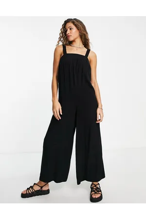 Topshop Linen square neck romper jumpsuit in