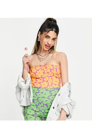 COLLUSION Flower print bandeau playsuit in