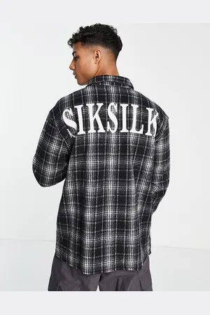 SikSilk Long sleeve flannel shirt in checked