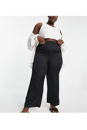 New Look New Look Curve satin wide leg trousers in