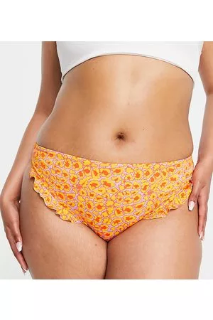 VERO MODA High waist bikini bottoms in orange & lilac print