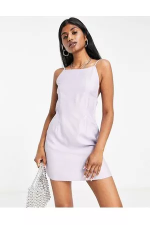 ASOS DESIGN Square neck mini slip sundress in lilac