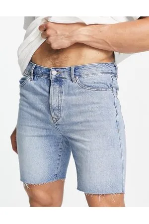 Topman Slim denim short in mid wash