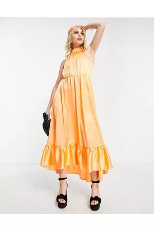 JDY Satin halter neck maxi dress in