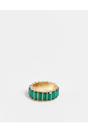 ASOS Ring with green baguette crystal stones in tone