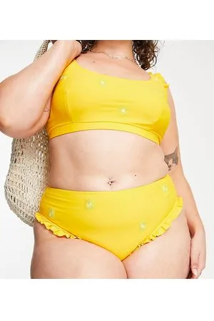 Reclaimed Inspired Plus flower embroidered bikini bottom in