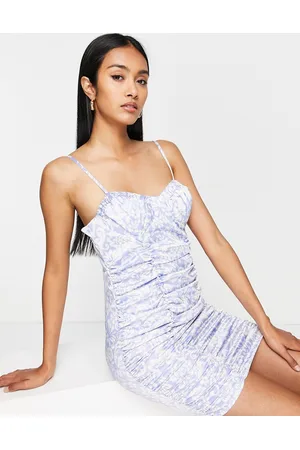 River Island Floral ruched mini dress in light