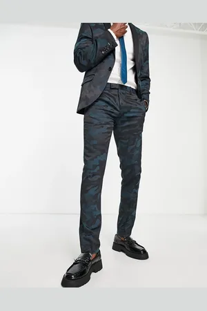 Twisted Tailor Vallely skinny fit suit trousers in dark green camo