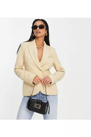 River Island Co-ord wrap over cinched blazer in beige