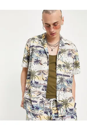 Reclaimed Inspired shirt holiday resort print co-ord in