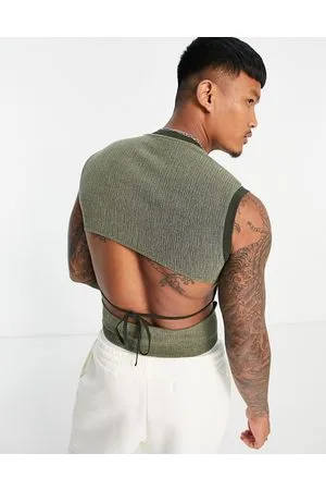 ASOS Skinny vest in with cut out back and ties