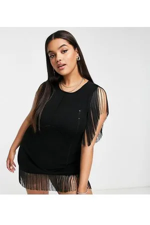 ASOS ASOS DESIGN Curve mini dress with fringe detail in