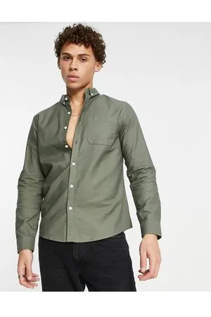 New Look Smart long sleeve oxford shirt in khaki
