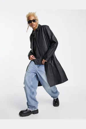 ASOS Longline real leather trench coat in