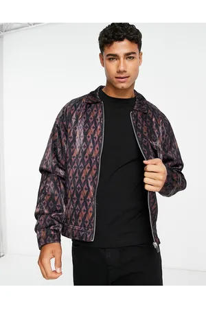 River Island Zip through jacket with print in dark