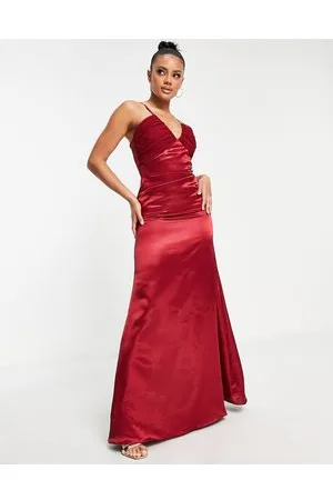 VL the Label V neck satin maxi dress in