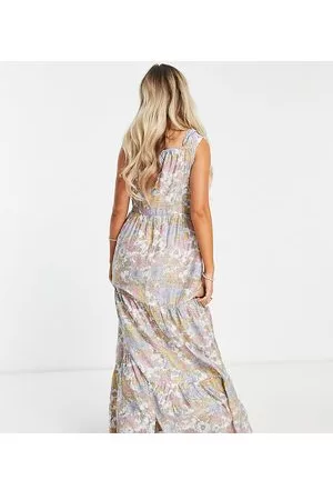 Pieces Exclusive tiered maxi dress in vintage floral