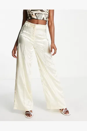 Liquorish Satin tailored trouser in ivory co ord