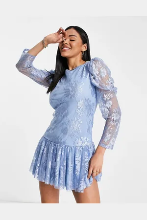 John Zack Lace mini dress with tie back in