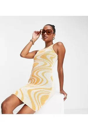 River Island Fitted wave print mini dress in